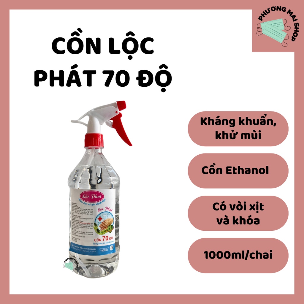 [HÀNG CHÍNH HÃNG] Cồn Xịt Khuẩn, Cồn Y Tế 70 độ ETHANOL - Chai 1 Lít có vòi xịt