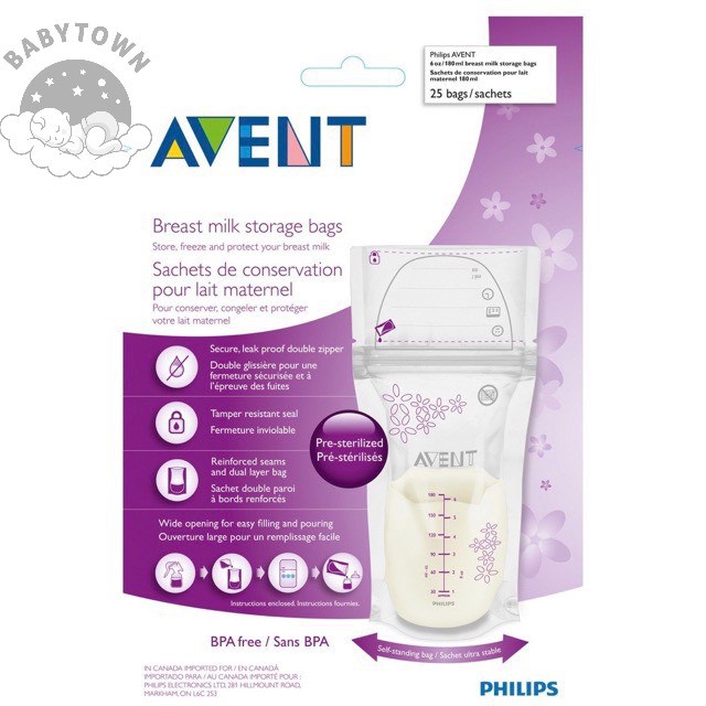 TÚI TRỮ SỮA PHILIPS AVENT 180ML - 25 TÚI