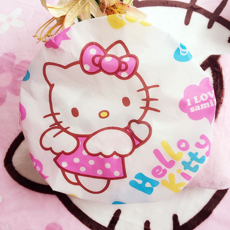 Mũ trùm tóc tắm chống thấm nước hình Hello Kitty đáng yêu phụ kiện phòng tắm cho người lớn 