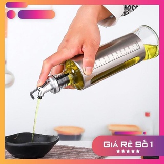 Bình đựng dầu ăn, chai rót dầu ăn, nước tương, mắm thủy tinh bọc inox cao cấp