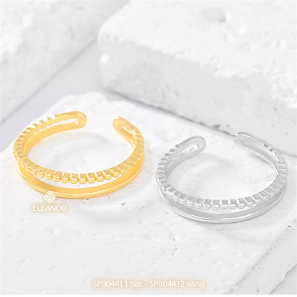 Nhẫn nữ hở bạc 925 Eleanor Accessories hai vòng kép phụ kiện trang sức thời trang đơn giản