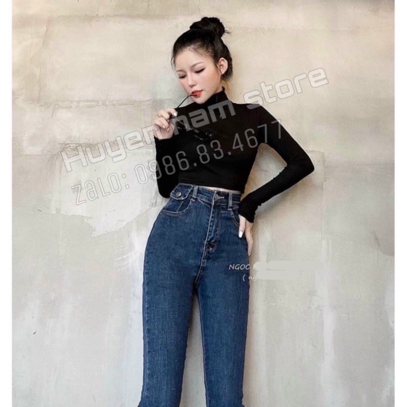Quần jean ôm cạp cao nắp lệch siêu hót, Dáng ôm cạp cao, xanh đậm xanh nhạt j12,j13 | BigBuy360 - bigbuy360.vn