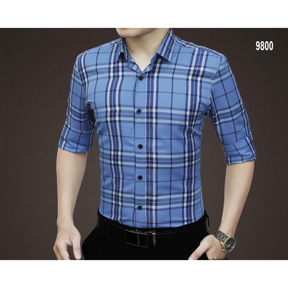 ÁO SƠ MI KẺ CARO GẤP HỘP KIỂU DÁNG CÔNG SỞ