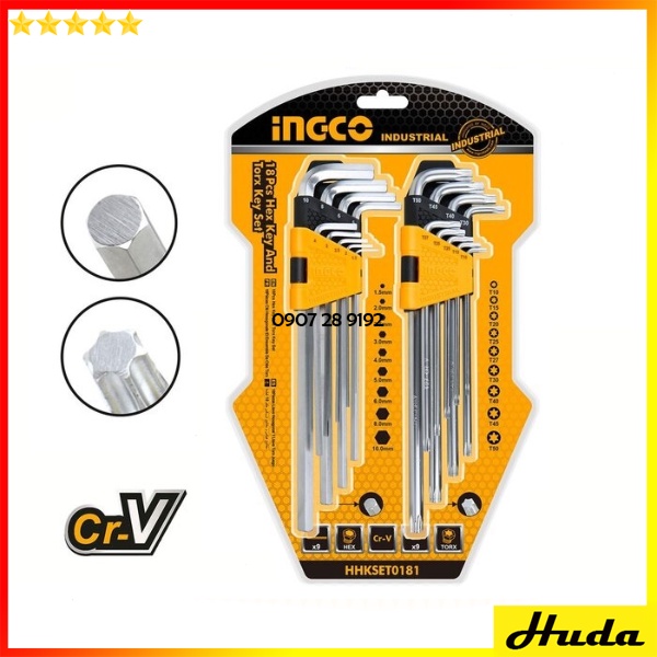 BỘ CHÌA LỤC GIÁC VÀ LỤC GIÁC BÔNG 18 CHI TIẾT TOTAL INGCO POI