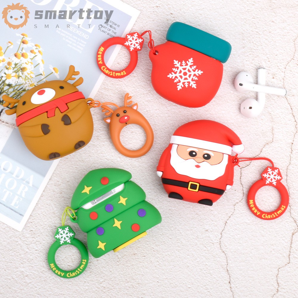 Vỏ Bảo Vệ Hộp Sạc Tai Nghe Airpods 1 2 Bằng Silicon Họa Tiết Giáng Sinh Dễ Thương