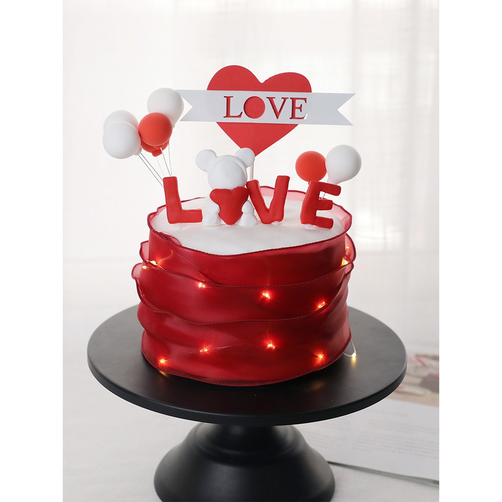 Cây cắm trang trí bánh kem hình cặp đôi gấu dễ thương