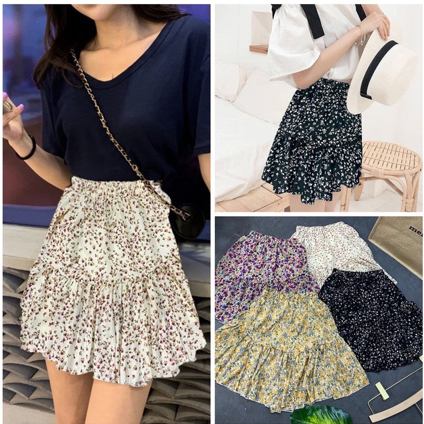 Chân váy voan ngắn ♥️ Chân váy hoa nhí vintage ♥️ - Zinti Store CV17