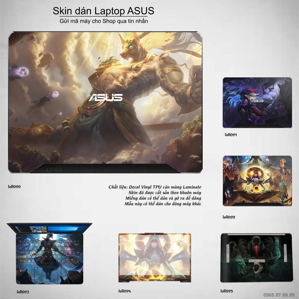 Skin dán Laptop Asus in hình Liên Minh Huyền Thoại nhiều mẫu 13 (inbox mã máy cho Shop)