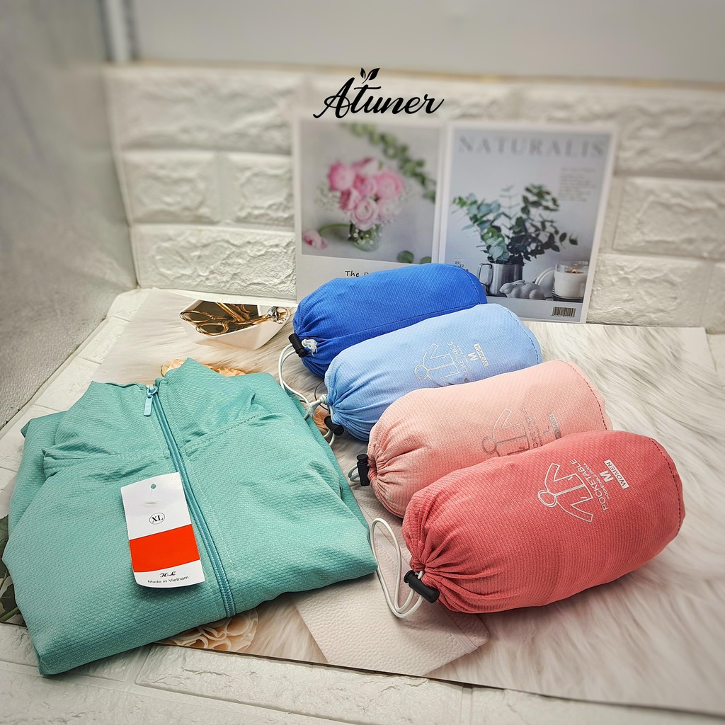 Áo chống nắng dáng ngắn có túi cuộn Atuner CN01, chất liệu vải cotton ép vân sần, mỏng nhẹ, thông hơi, chống tia UV | BigBuy360 - bigbuy360.vn