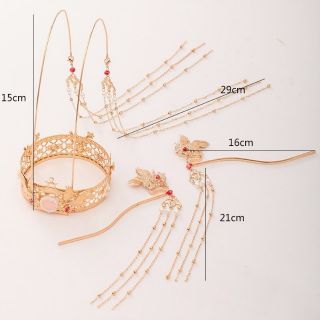 Bộ kim quan cổ trang kèm 2 trâm