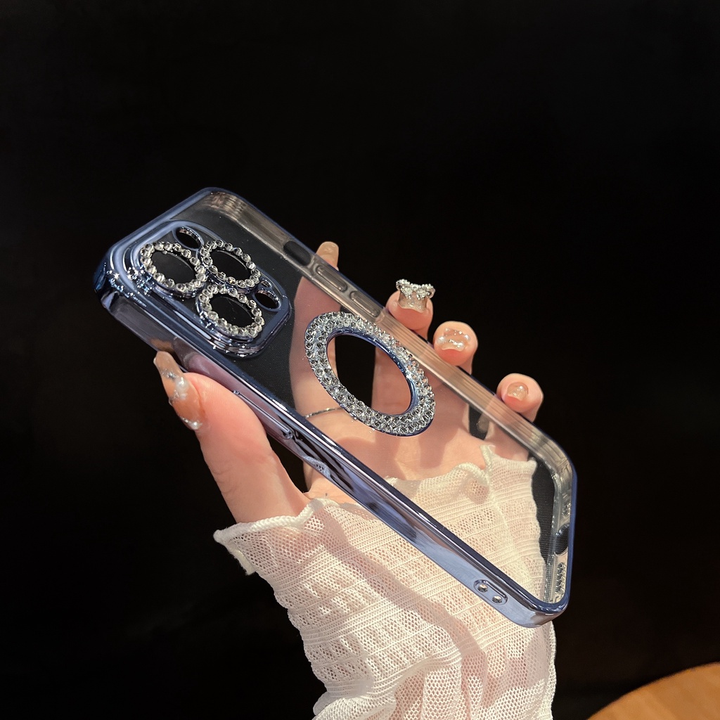 Ốp Điện Thoại Trong Suốt Đính Đá Lấp Lánh Sang Trọng Cho iPhone 11 11Pro 11Pro max 12 12Pro 12Pro max 13 13Pro 13Pro max