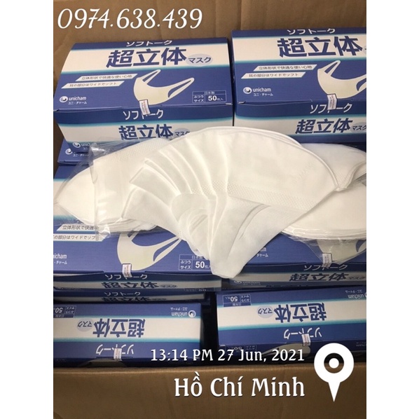 [[GIÁ SIÊU RẺ]] khẩu trang 3D mask UNICHAM , với thiết kế thông minh, công nghệ NHẬT BẢN, dây đeo co giãn, ôm sát mặt,