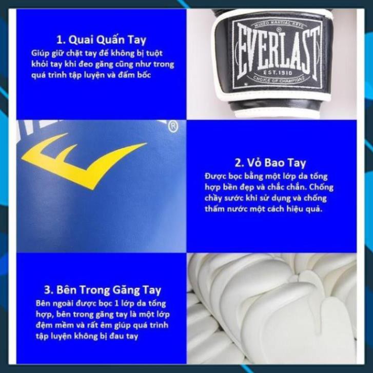 [HOT DEAL]  Găng tay boxing đấm bốc EVERLAST - Màu Xanh