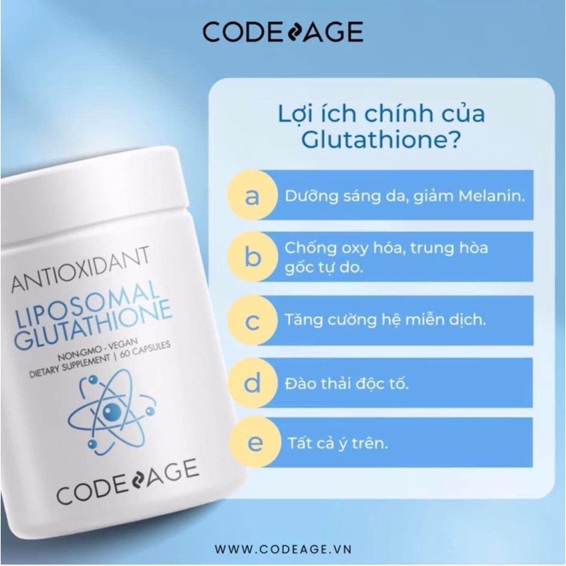Viên Uống Hỗ Trợ Trắng Da Code Age Liposomal Glutathione 60 Viên
