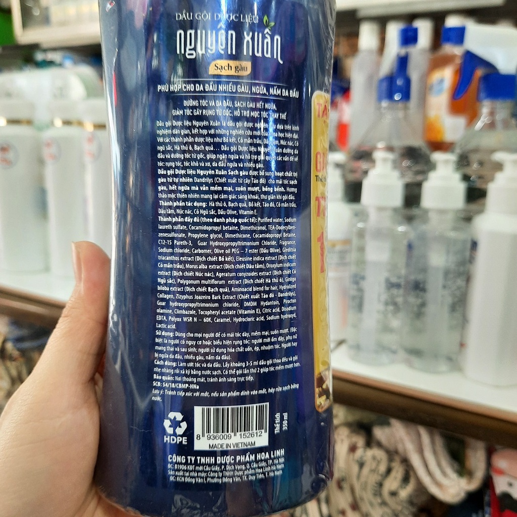 Dầu gội dược liệu Nguyên Xuân Xanh dương 350ml - Dành cho tóc sạch gàu, ngứa da đầu