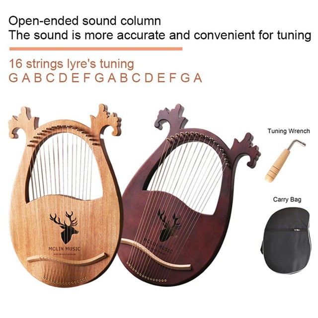 Đàn lyre 16 dây MOLIN gỗ Maple Harp IM0001395-MOLIN- Hàng chính hãng