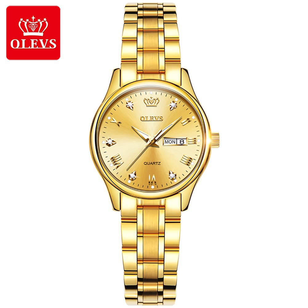 ♙Đồng hồ OLEVS dành cho nữ Casual Jam Tangan Perempuan Original Diamond Girl Steel Watch nam Doanh nhân thạch anh chốn