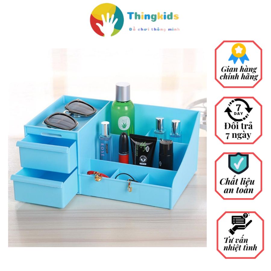 Kệ đựng mỹ phẩm 3 tầng, hộp đựng đồ trang điểm, makeup bằng nhựa cao cấp, tiện sử dụng - Thingkids