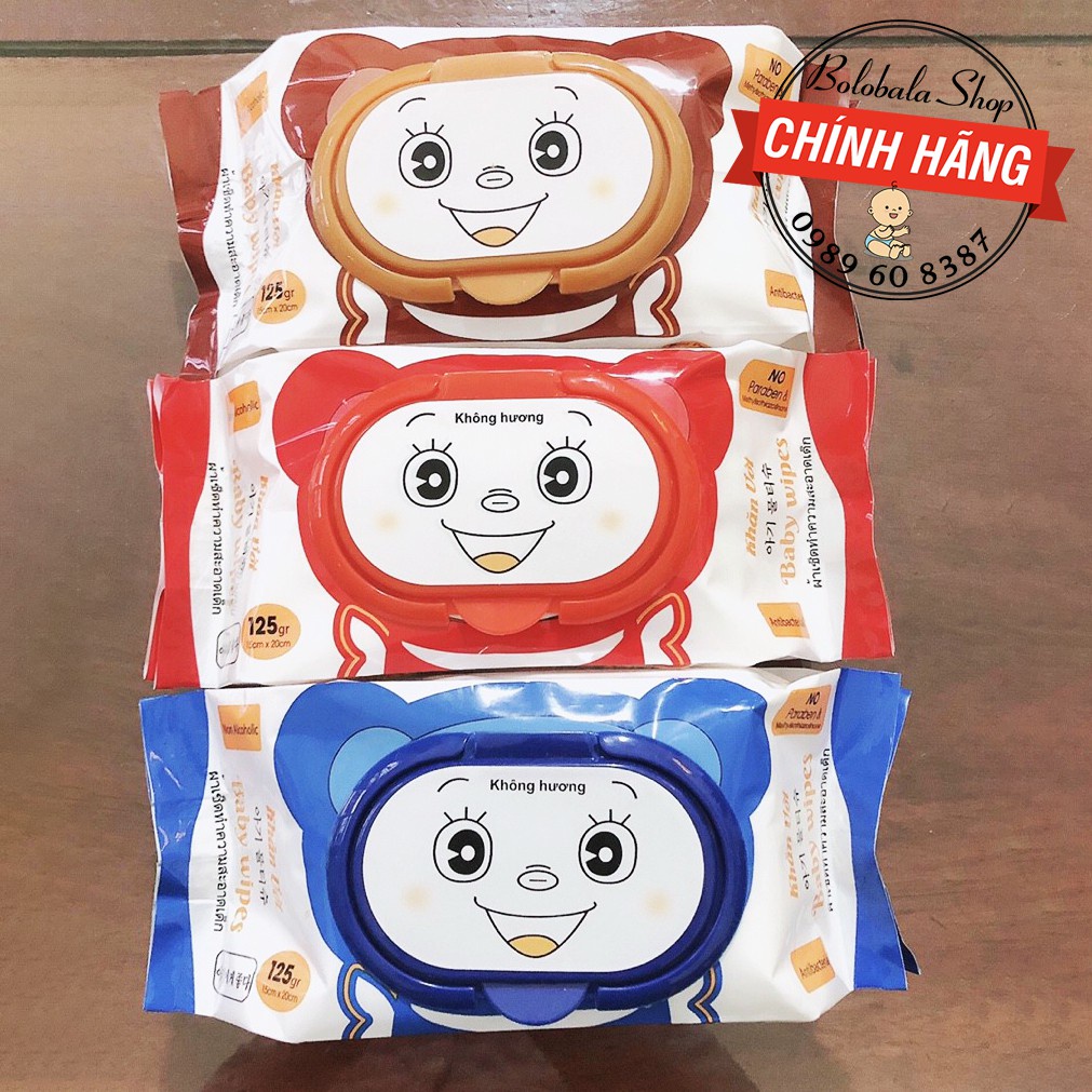 Thùng 30 gói Khăn ướt Baby Wipes mẫu nắp Gấu gói lớn 125gr (15cmx20cm)