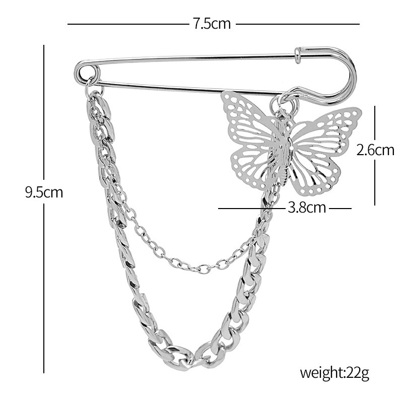 iF YOU Trâm cài áo   dạng dây xích kiểu bướm màu bạc thời trang thanh lịch cho nữ