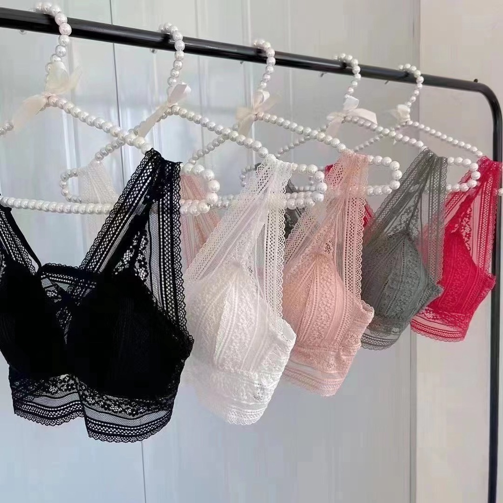 Áo Ngực Không Gọng Phối Ren Siêu Mỏng Phong Cách Pháp Quyến Rũ