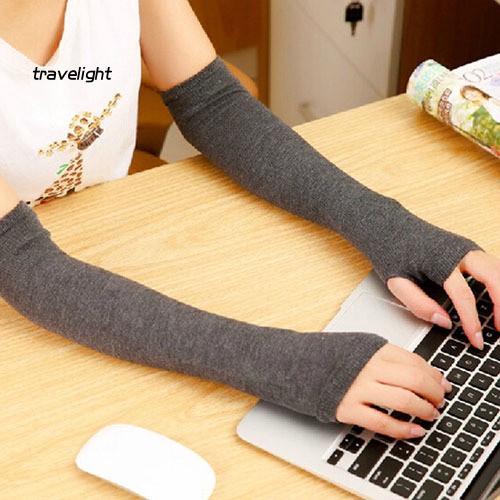 Găng Tay Len Dài Hở Ngón Thời Trang Cho Nữ