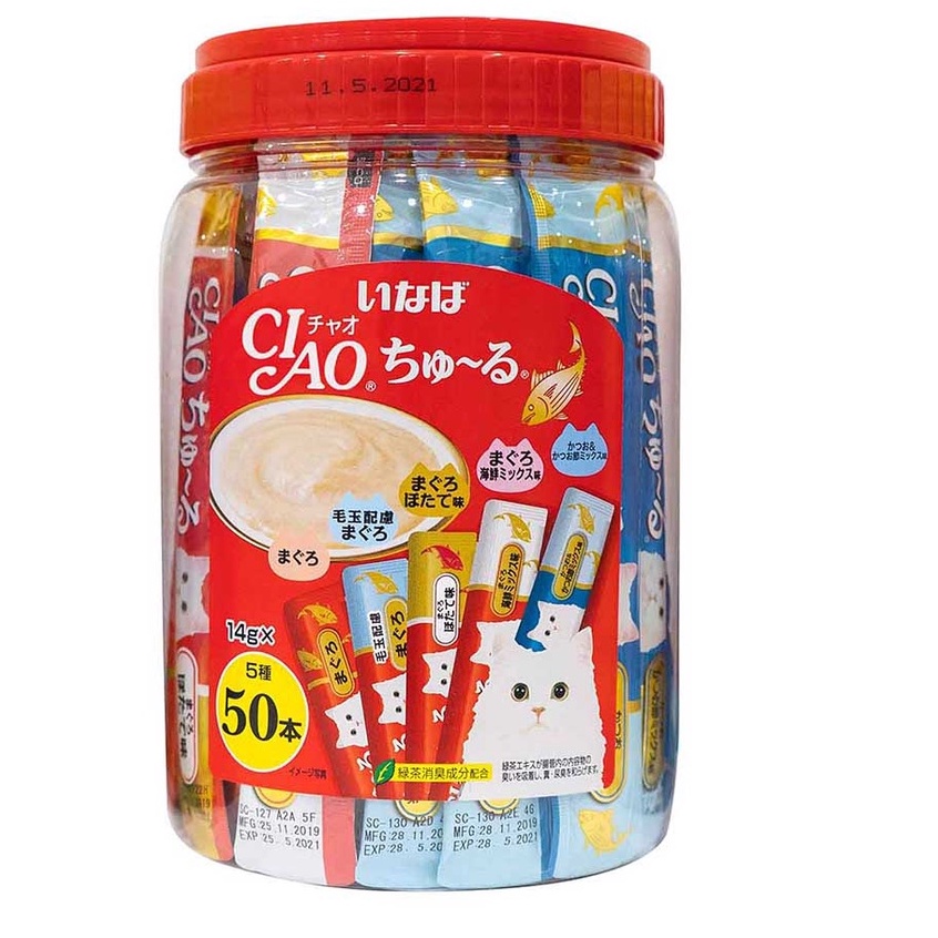 CIAO CHURU SÚP THƯỞNG CHO MÈO THÁI LAN HỘP 50 THANH 15g mix vị