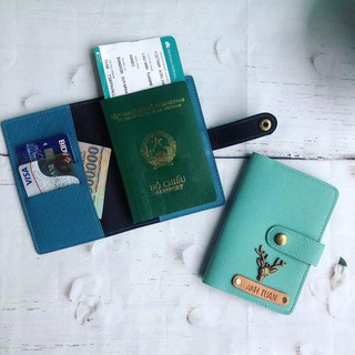 Ví đựng passport handmade màu xanh