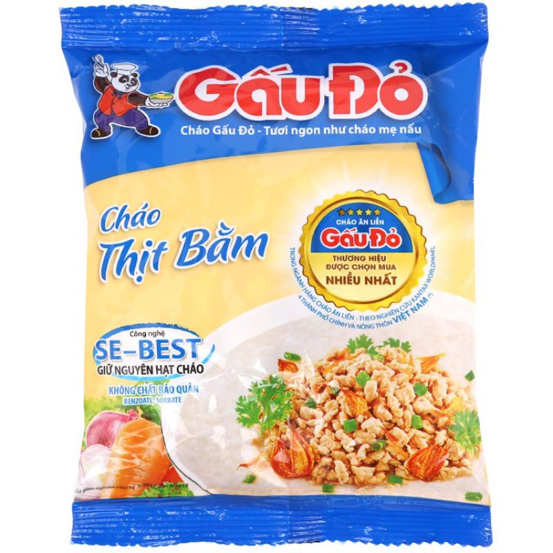 Cháo Gấu Đỏ Thịt Bằm 🌸 FREESHIP 🌸 Cháo Ăn Liền Gạo Thơm Ăn Sáng Cho Bé Người Lớn Gói 50G