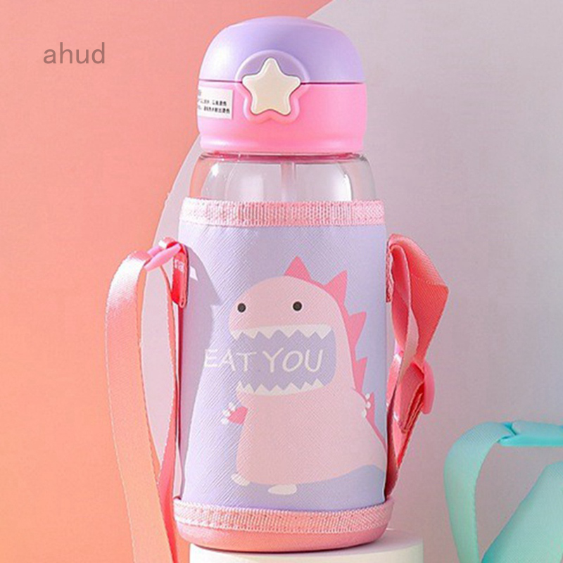 Bình nước có ống hút làm bằng nhựa họa tiết hoạt hình