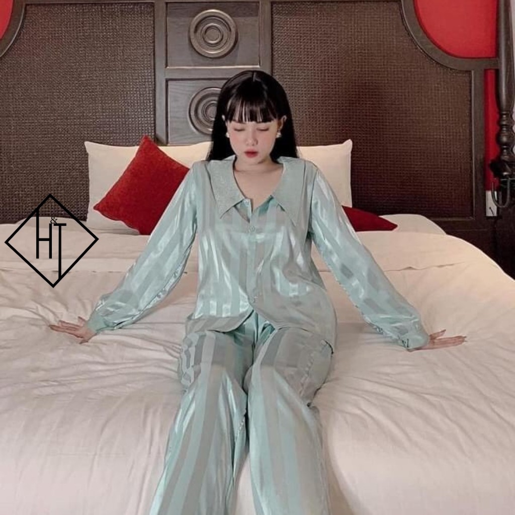 Đồ ngủ pijama lụa, đồ mặc nhà tay cộc chất lụa latin cao cấp, mềm mịn H&T | BigBuy360 - bigbuy360.vn