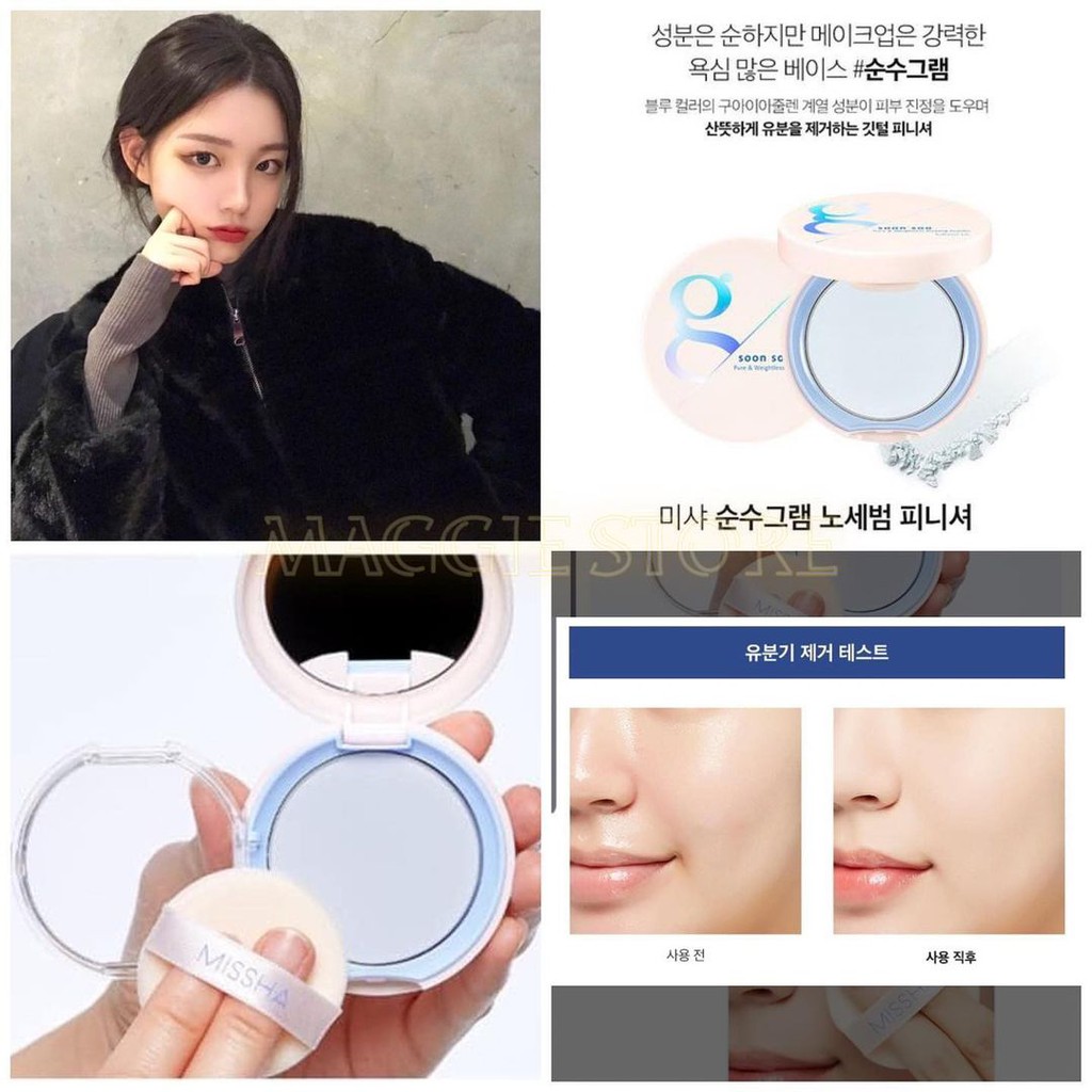 Phấn phủ Missha Soon Soo Pure &amp; Weightless Blotting Powder 8g