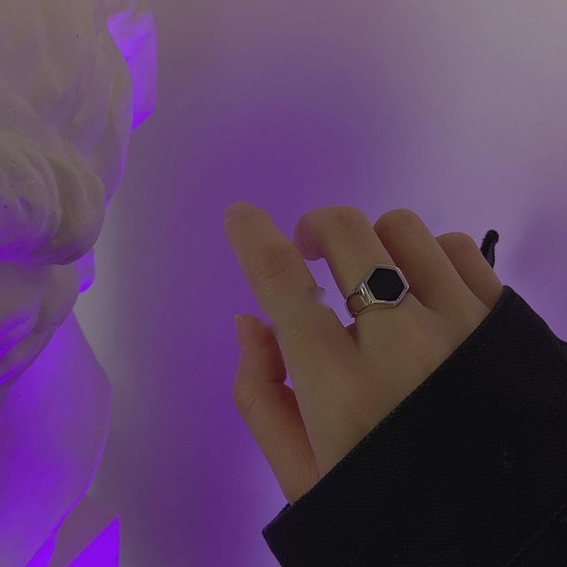 Nhẫn Hở Hình Lục Giác Đính Kim Cương Giả Phong Cách punk Hiphop Cá Tính Thời Trang Unisex