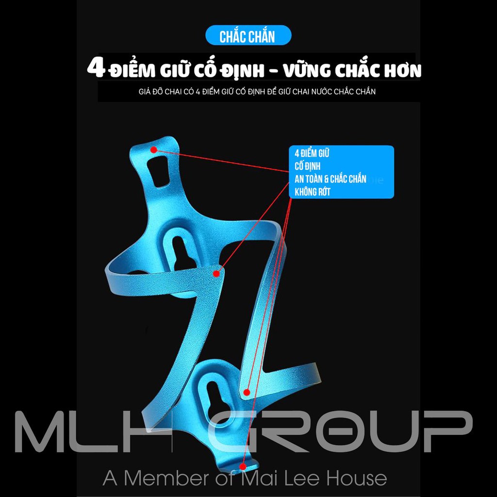 Giá Đỡ Bình Nước Xe Đạp MLH Bằng Nhôm Siêu Nhẹ Gắn Cho Xe Đạp Thể Thao (Tặng Kèm Dụng Cụ Lắp Đặt)