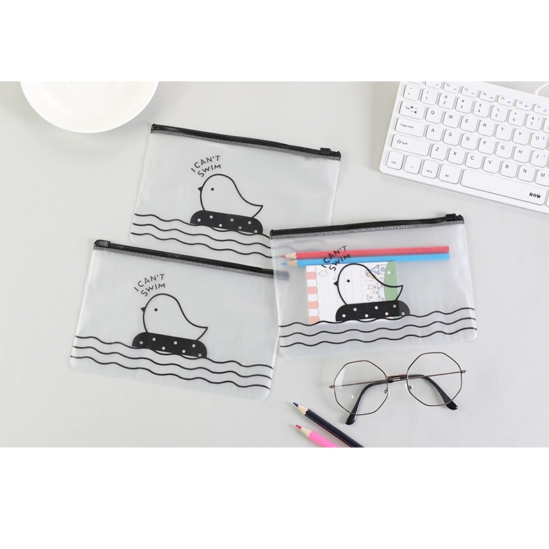 1 Máy Tính Sáng Tạo Gà Trong Suốt Túi Nhỏ Tươi Dung Tích Lớn Sinh Viên Dây Kéo Túi Đựng Bút Chì Túi Bảo Quản Túi Bút Chì