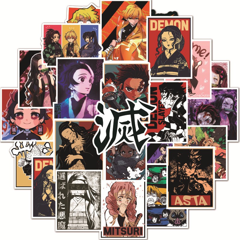 [Mã ICB1219 giảm 25% đơn 50K] Sticker/hình dán kimetsu no yaiba - thanh gươm diệt quỷ trang trí set 200 hình khác nhau