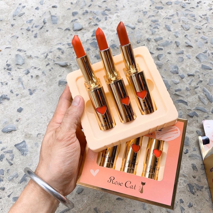 HOT SALE HOT Set 3 cây son thỏi Kiss Me Rose Cat - Hình tự chụp