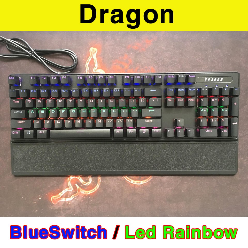 Bàn phím cơ Dragon hàng nội địa - Phím cơ Dragon BlueSwitch Led Rainbow