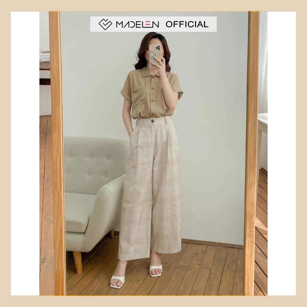 Quần culottes ống suông nữ MADELEN nhiều màu chất vải đũi và linen thoáng mát