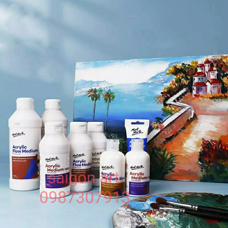 Dung Môi Pha Màu Acrylic Vẽ Tăng Sáng, Bền Màu, Bảo Vệ Tranh Mont Marte 75ml,135ml