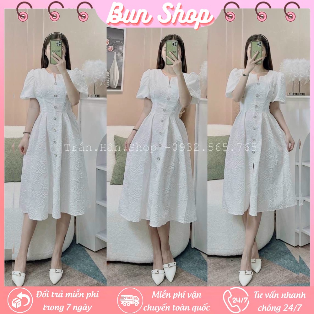 Đầm Maxi - Đầm dự tiệc dáng dài có khóa lưng, Đính cúc ngọc tinh tế dành cho các nàng đi dự tiệc Bun Shop20