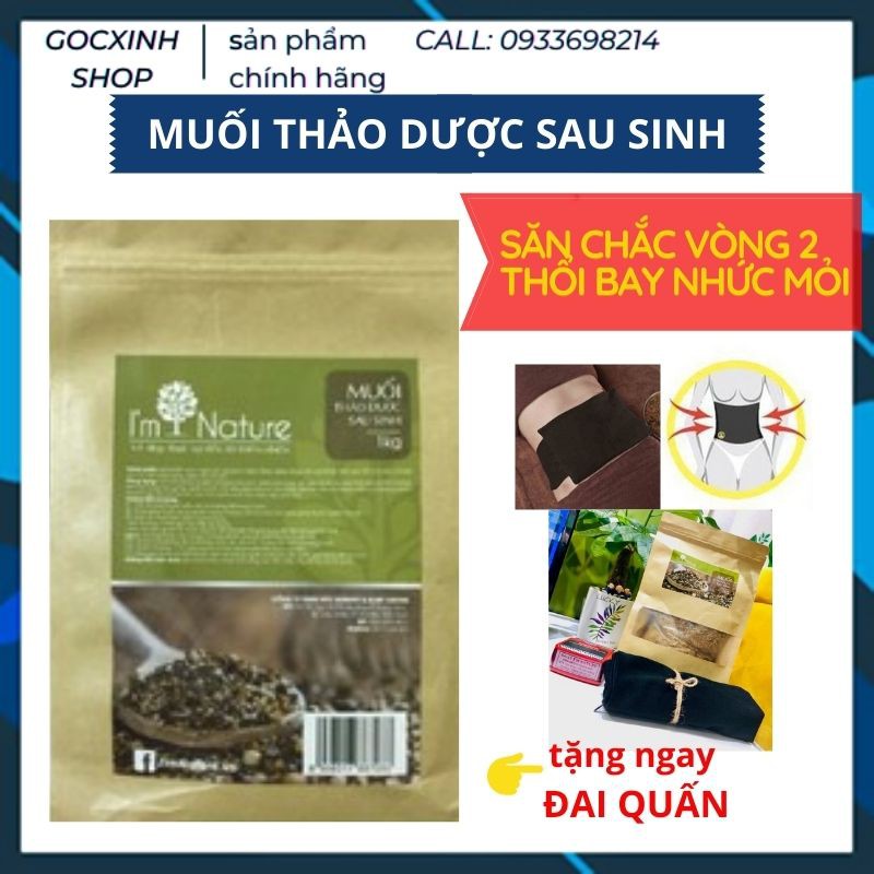 Muối Thảo mộc Giảm Mỡ Bụng Cho Mẹ Sau Sinh I'm Nature 1KG + Tặng Đai Chườm Muối