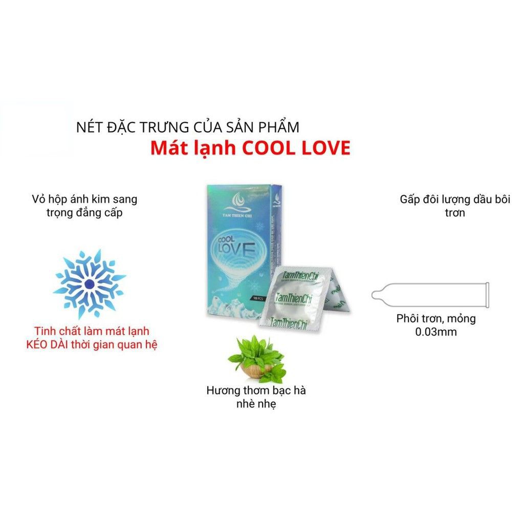 Bao Cao Su Mát Lạnh Hương Bạc Hà Cool Love (Hộp 10 cái)