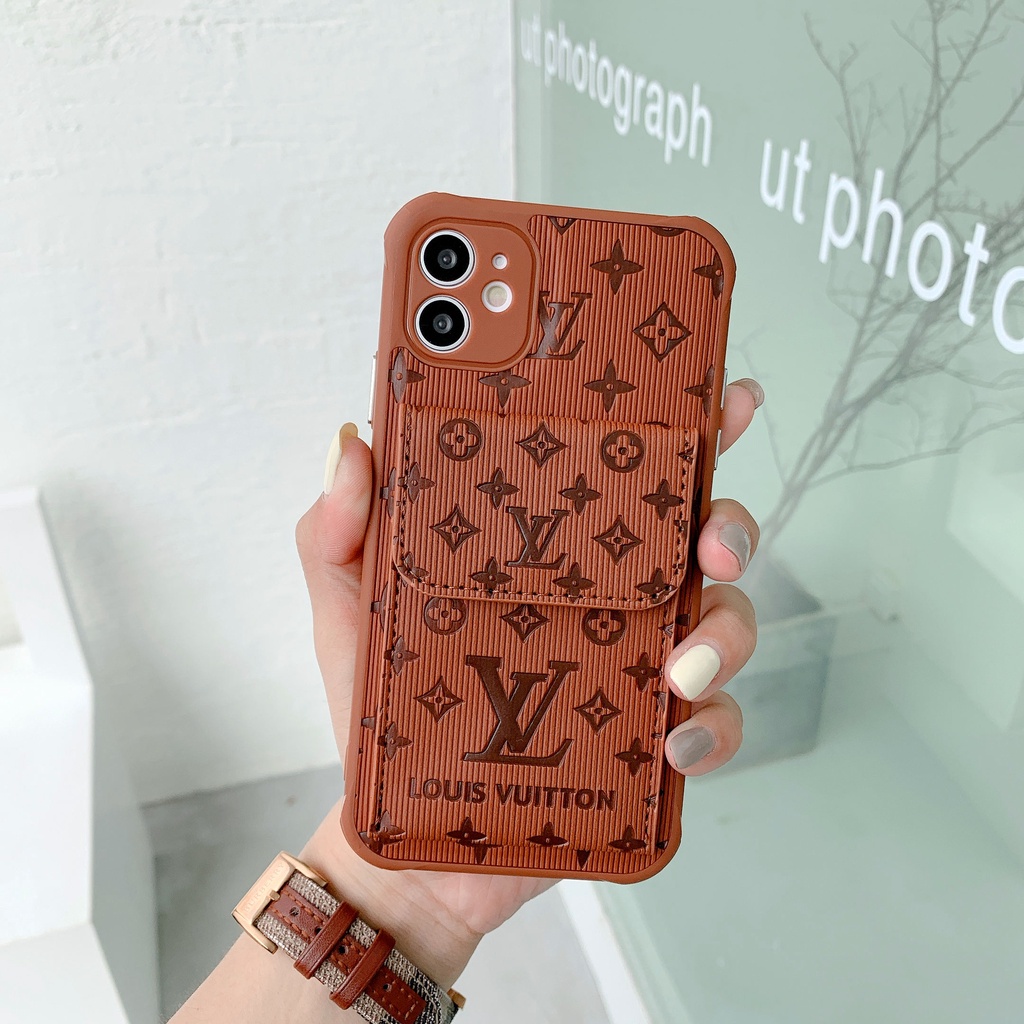 Túi Đựng Thẻ Da Dành Cho iphone 15 14 13 Pro Max 11 12 Pro Max X XR XS Max 7 8 14 15 Plus Thiết Kế Chân Đế Thời Trang Bảo Vệ Ống Kính Bảo Vệ Toàn Diện