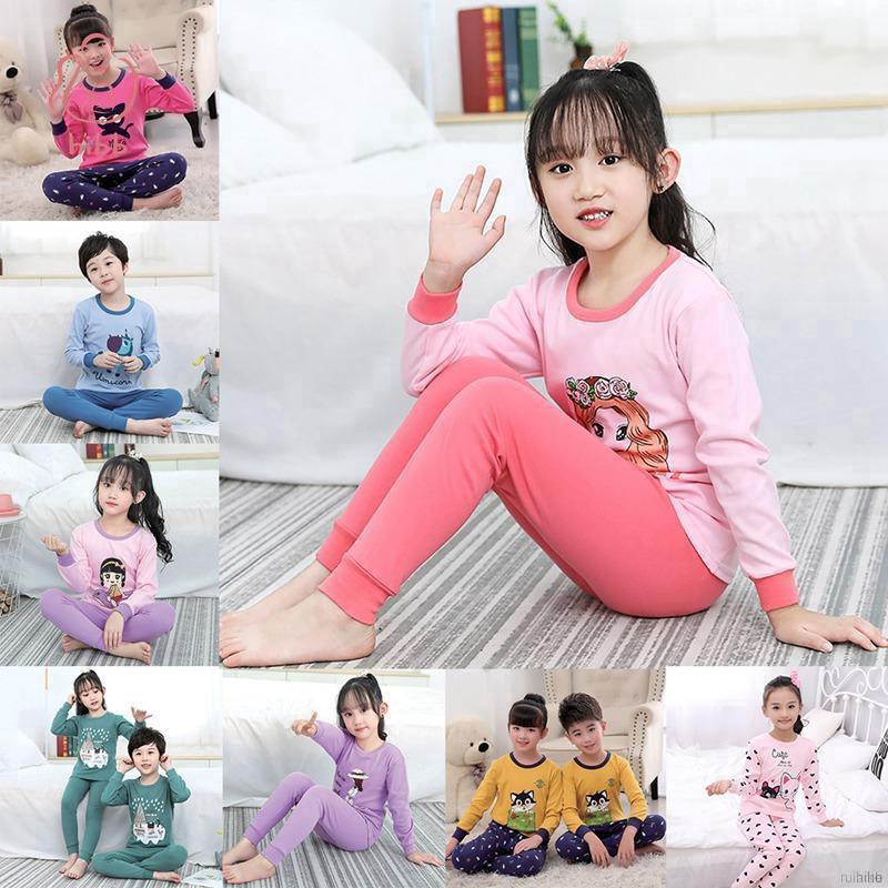 Bộ Đồ Ngủ Pijama Dài Tay In Hoạt Hình Cho Bé