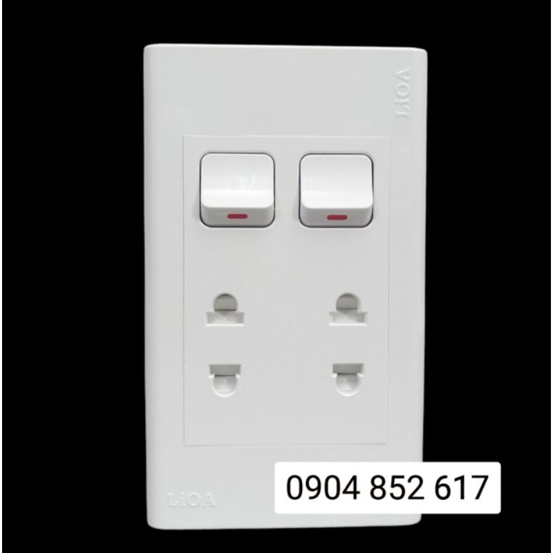 Combo 2 ổ cắm điện 2 chấu + 2 công tắc đèn lắp nổi LiOA