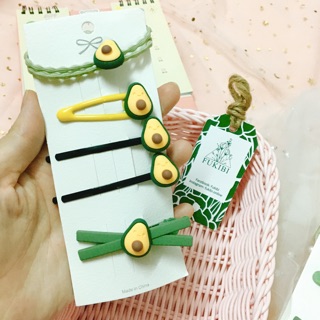 SET CỘT TÓC - KẸP TÓC QUẢ BƠ 5 MÓN ẢNH THẬT