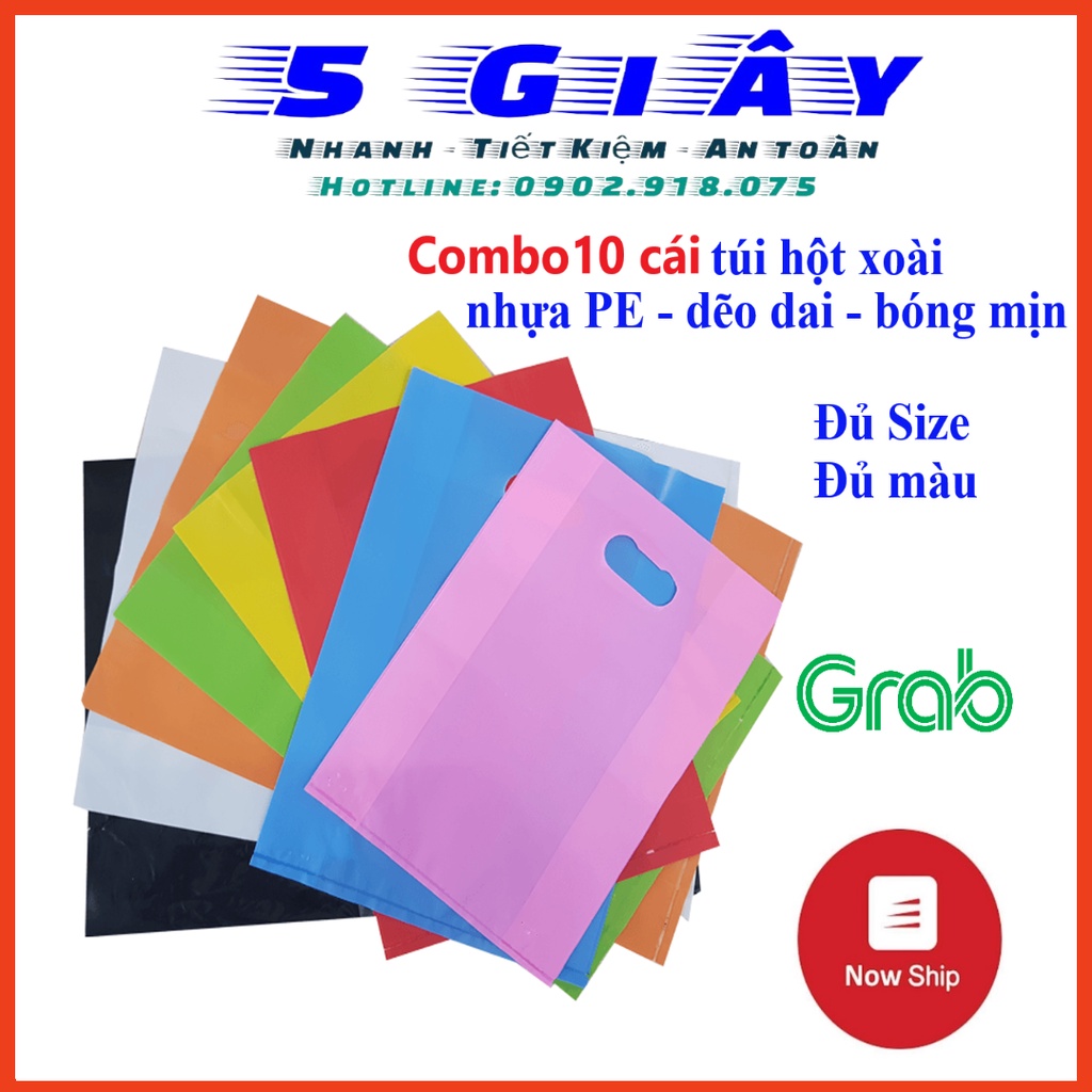 [Combo 10 túi hột xoài PE – đủ màu – đủ size] Chất liệu nhựa PE bóng mịn – dẽo dai – Giá xưởng – 5 Giây