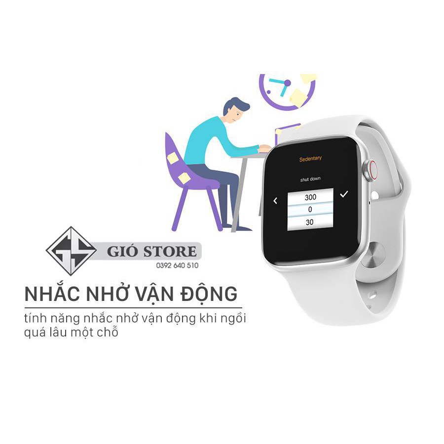 [ Rẻ Nhất Shopee + Có Video ]  Đồng Hồ Smartwatch W34 Kết Nối Bluetooth Kích Thước 44mm Đo Nhịp Tim, Pin Siêu Khỏe