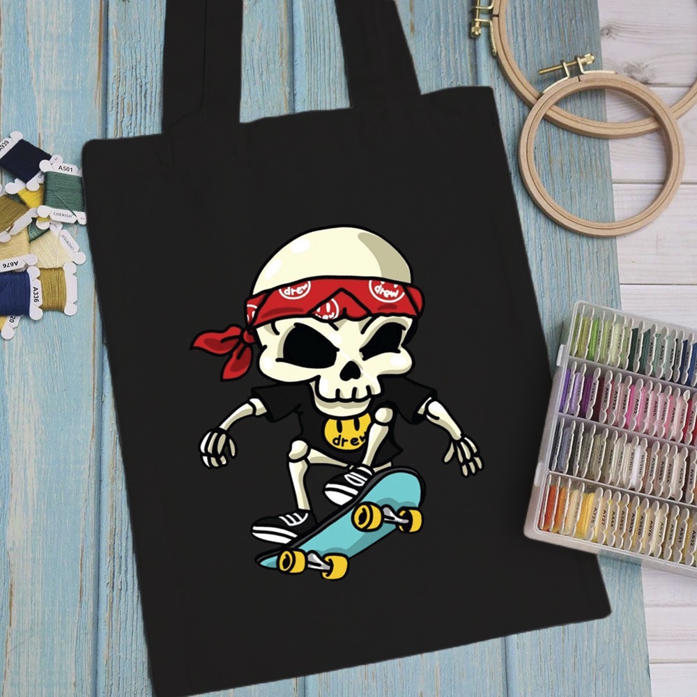 Túi vải, túi Tote (màu đen) DREW - Mẫu 1 vải canvas dày đẹp cho nữ có khóa miệng đi học đi chơi.